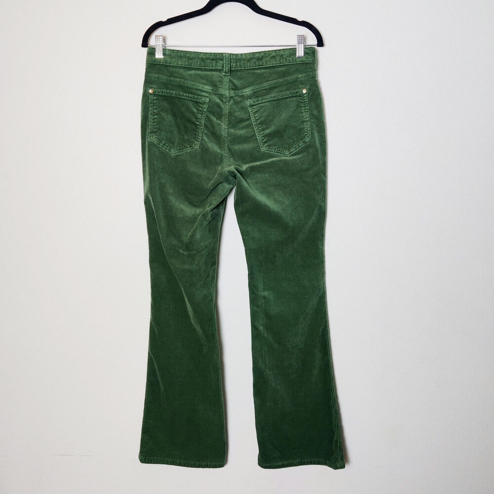 Pilcro Anthropologie The Icon Green Corduroy Mid Rise Flare Pants 29 Retro 70s - Picture 3 of 13
